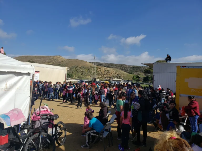 Families gathered at an outdoor community event
